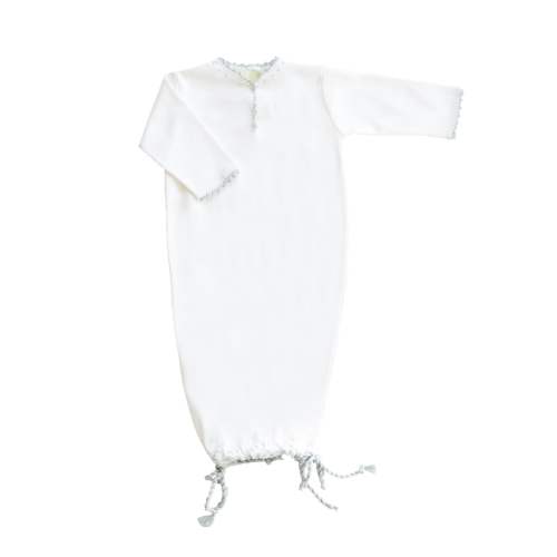 Jersey Baby Sack, White with Blue: 0-3M