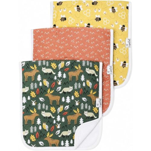 Copper Pearl Premium Baby Burp Cloths - 3-Pack Large Cotton Burp Cloths, Extra Soft Spit Up Rags with 3 Absorbent Layers, Perfect for Baby Boy and Baby Girl Gifts (21" x 10" Size, Atwood Set)
