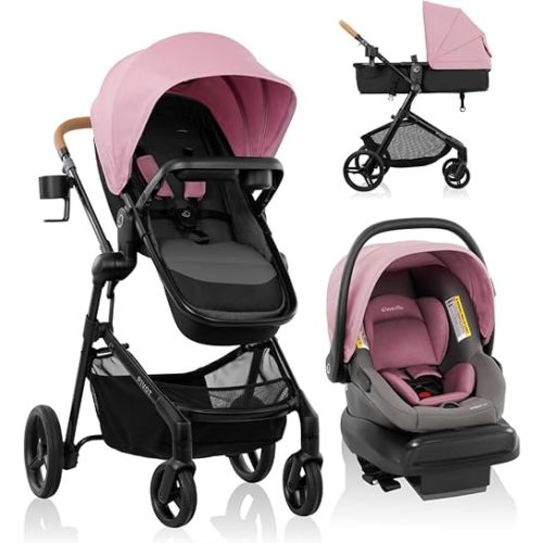Evenflo Pivot NXT Travel System with LiteMax NXT Infant Car Seat (Lilas Pink)