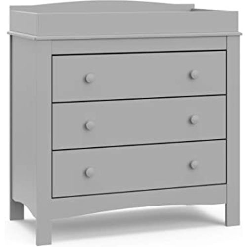Graco Noah 3 Drawer Chest with Changing Topper (Pebble Gray) – GREENGUARD Gold Certified, Baby Dresser Table Top, for Nursery, Kids