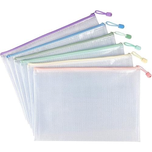 Tamaki 6 Pack Mesh Zipper Pouch Bags Waterproof Zipper Bags Durable Pouches for Organization Bag Board Game Storage, Document Bag Letter/A4