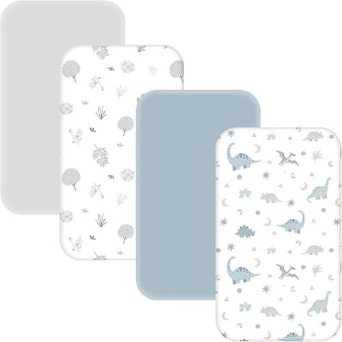 4 Pack Baby Bassinet Sheets - 35"x20" Bedside Bassinet Sheets for Newton, Ezebaby, AMKE & Other Large Bedside Sleeper | Ultra Soft & Skin Friendly Bassinet Fitted Sheets for Boys Girls
