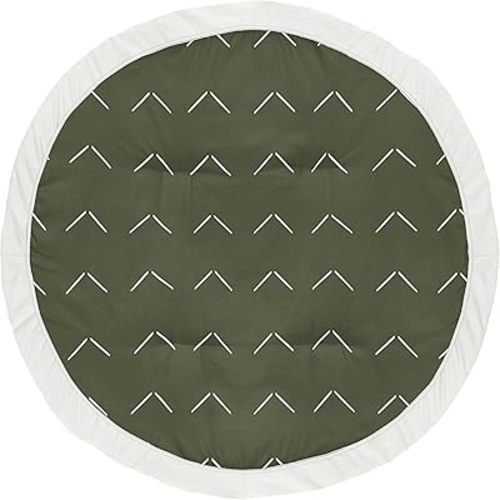 Sweet Jojo Designs Dark Green Boho Arrow Boy Girl Baby Play Mat Tummy Time Activity Infant Playmat Playpen Tent Teepee Floor Hunter Sage Modern Bohemian Gender Neutral Shabby Chic Designer Ivory Arrow