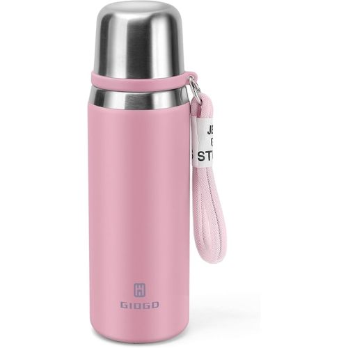 Stainless Steel thermo Bottles with cup 700ml/23.7oz Vacuum Insulated Bottle for hot and cold coffee drink water thermo flask with cup.(Pink,700ml)