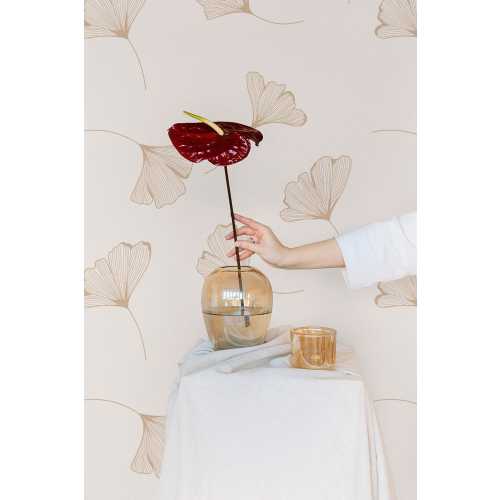 Beige Ginkgo Leaf Removable Wallpaper: Nature Inspired Self Adhesive Wall Cover