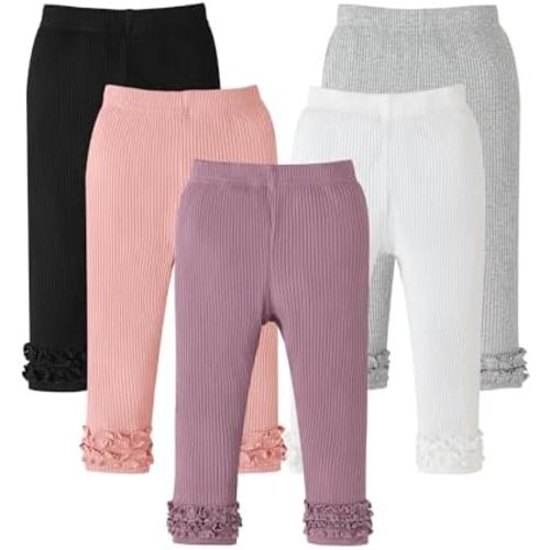 Baby Girl Pants Leggings 5-Pack 0-24 Months Newborn Baby Leggings Toddler Girl Pants 2-3T Soft Cotton Bottoms