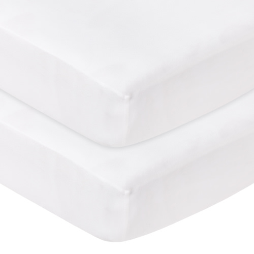 Little Star Organic 100% Pure Organic Cotton Fitted Jersey Knit Crib Sheets, 2 Pk, White/White