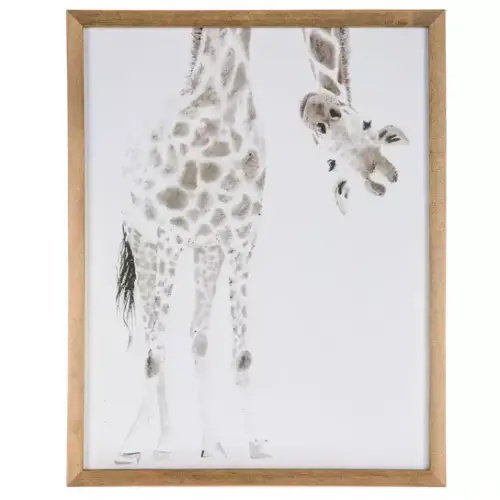 Giraffe Looking Upside Down Wood Wall Decor
