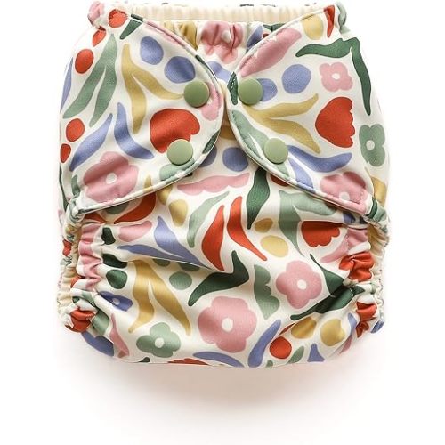 Esembly Cloth Diaper Cover - Reusable Swim Diaper, Waterproof, Breathable - Adjustable Outer Layer Over Absorbent Inner for Blowout Protection - Jurassic Garden, Size 2 (18-35lbs)