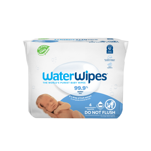 WaterWipes Sensitive+ Newborn & Baby Wipes, 3-In-1 Cleans, Cares, Protects, 99.9% Water, Unscented & Hypoallergenic, 240 Count (4 Packs)