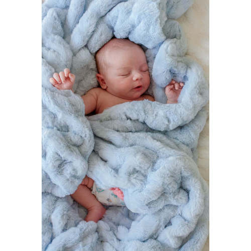 Double-Ruched Faux Fur Blankets - Barely Pink