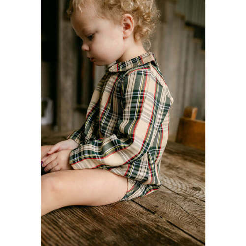 Preston Long Sleeve Bubble, Fall Plaid - Little Paper Kids | Maisonette