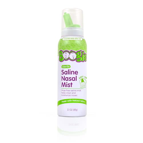 Boogie Baby Saline Nasal Spray Mist, Allergy Relief, Nasal Decongestant, Made with Saline, Unscented, 3.1 Ounce
