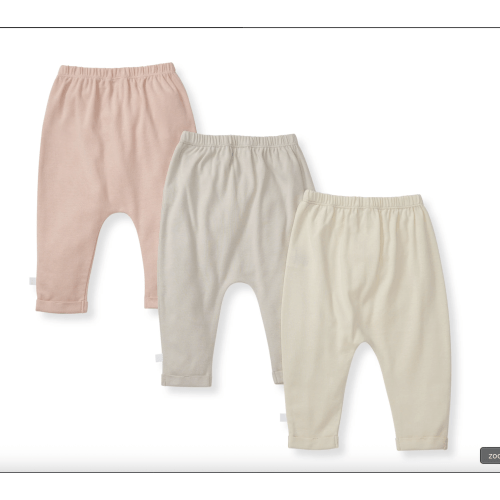 Solid Organic Cotton Baby Pants 3 Pack - Pink Sand