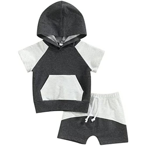 Kayotuas Toddler Baby Boy Summer Clothes Cute Short Sleeve Hooded Tshirt Top and Casual Shorts Set Infant 2 Piece Outfits