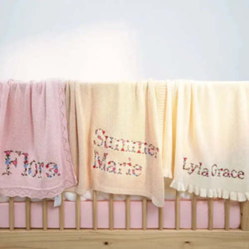 Personalized Baby Girl Blanket with Dachshund Embroidery