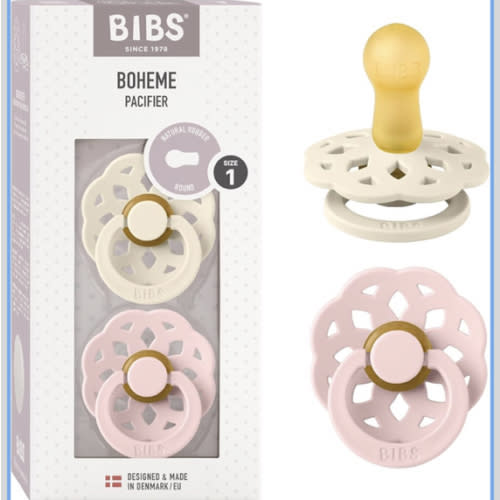 Amazon.com : BIBS Pacifiers - Boheme Collection | BPA-Free Baby Pacifier | Made in Denmark | Set of 2 Ivory/Blossom Color Premium Soothers | Size 0-6 Months : Baby