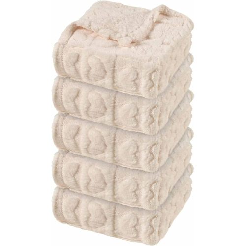 5 Pcs Baby Blanket Heart Checkered Ultra Soft Gift-Ready Plush for Newborns, Nursery & Stroller 30"x40" Beige