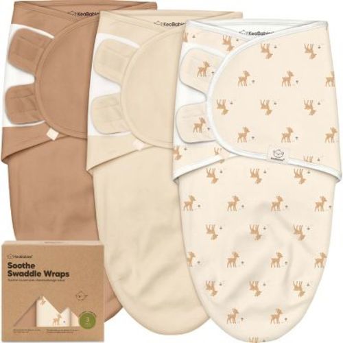 KeaBabies 3pk Organic Swaddle Sleep Sacks Baby, Premies Newborn Swaddles Wrap 0-3 Months, Soft Wearable Swaddle Blanket (Lil Fawn, OS)