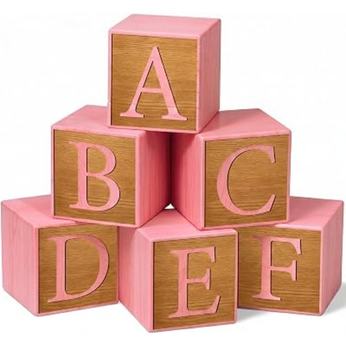 Custom Pink Wood Name Blocks, Engraved Nursery Name Sign, Décor Blocks, Wooden Name Signs for Nursery, Montessori Décor Engraved on Solid Wood 2״ Size