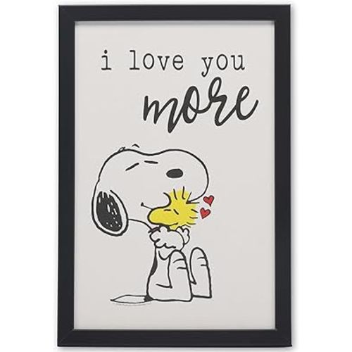 Peanuts Snoopy and Woodstock I Love You More Framed Wood Wall Decor - Adorable Snoopy Picture for Home Decorating