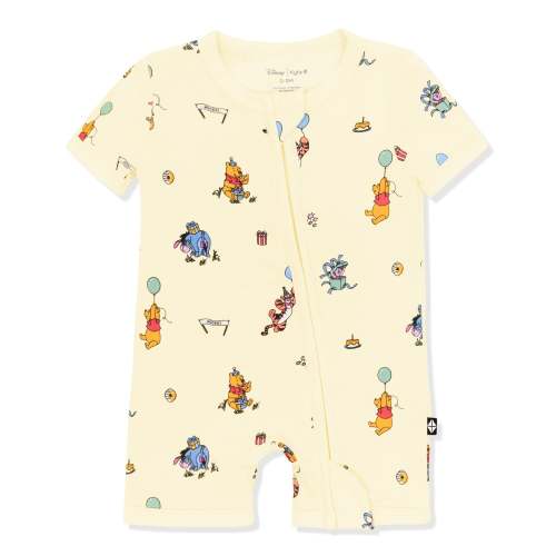Zipper Shortall Romper in Winnie the Pooh Celebration