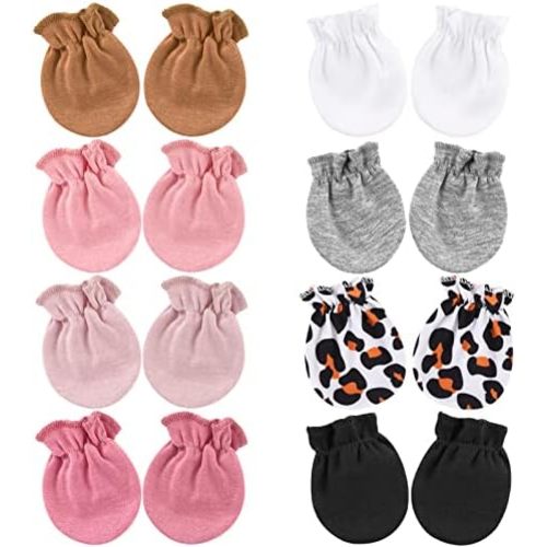 BQUBO Newborn Infant Toddler Mittens No Scratch Cotton Elastic Wrist Gloves Hypoallergenic for 0-6 Months Baby Boys Girls