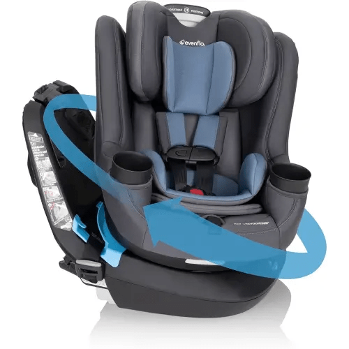 Evenflo REO by Revolve360 Rotating Convertible Car Seat with Quick Clean Cover, Infant to Toddler, Forward and Rear Facing, Compact Design, One-time Install (Nantucket)