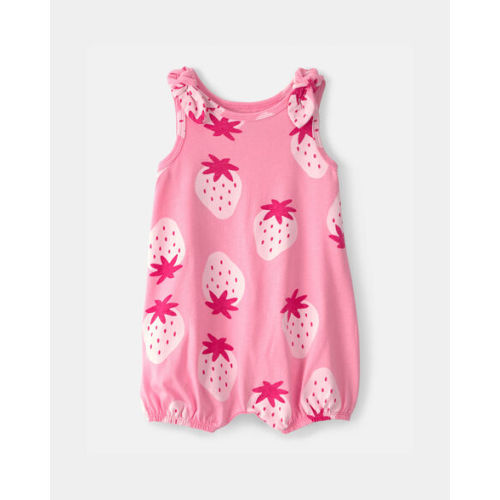 Baby Girl Strawberry Sleeveless Romper - Pink | Carter's
