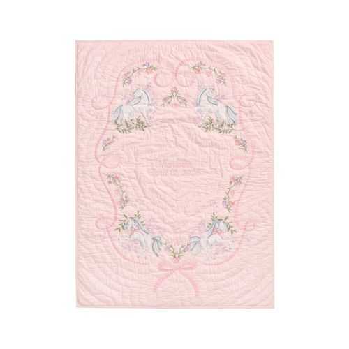 Organic Unicorn Bows Baby/Toddler Quilt, 36x50 , Pink Multi