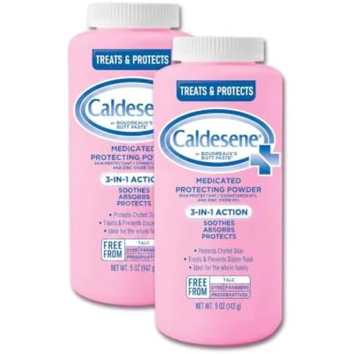 Caldesene Medicated Protecting Body Powder with Zinc Oxide and Cornstarch,Talc-Free Baby Powder Soothes & Protects,5 Oz.,(Pack of 2)