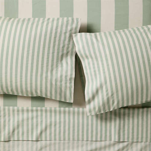 Riviera Green Stripe 100% Organic Cotton Kids Full Sheet Set