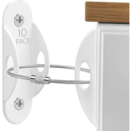 Guirnd 10 Pack Furniture Anchors, Anti Tip Furniture Anchors for Baby Proofing, Metal Earthquake Straps Furniture Straps Wall Anchor for Dresser and Bookcase (White)