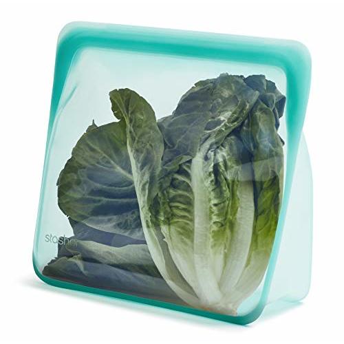 Stasher Premium Silicone Reusable Food Storage Stand-Up Bag Mega, Aqua, Microwave, Sous Vide, Dishwasher, Oven and Freezer Safe, BPA Free, Leak-free, Eco-friendly, 104 Oz
