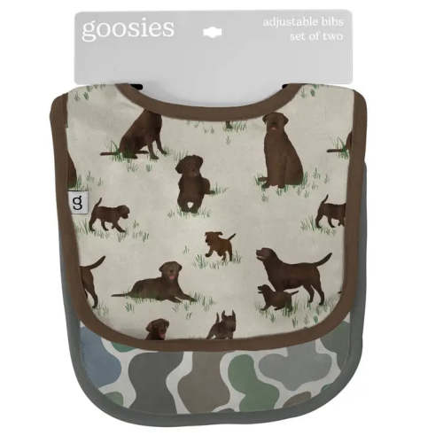 Goosies Chocolate Labrador & Pebble Camo Bib Set
