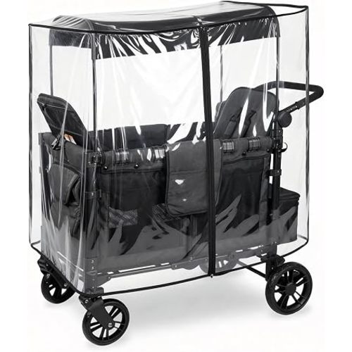 Rain Cover for WonderFold W4 Wagon Original,Elite, Luxe – Waterproof & Windproof Stroller Accessories – Full Coverage Clear Shield with Side Zipper