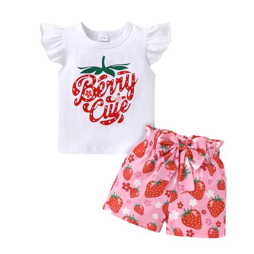 YOUNGER TREE Toddler Baby Girl Clothes Ruffle Short Sleeves T-Shirt Tops and Shorts Set Cute Summer Outfits