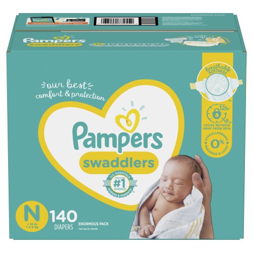 Pampers Swaddlers Soft and Absorbent Newborn Diapers, Size N, 140 ct