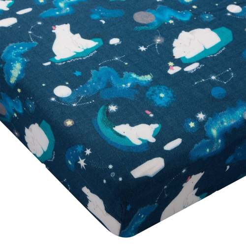 Drap Contour pour Lit de Bébé - Mousseline Bambou Ours Polaire
