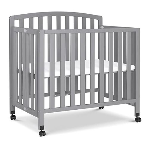 DaVinci Dylan Folding Portable 3-in-1 Convertible Mini Crib in Grey