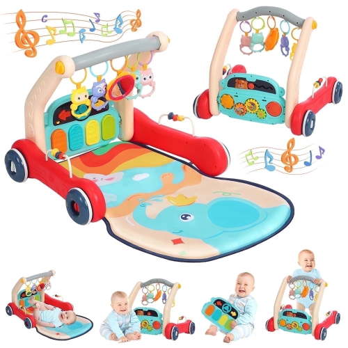 Caveen Baby Play Mat, 3-in-1 Activity Center with Musical Piano, Baby Walker for 0-36 Months