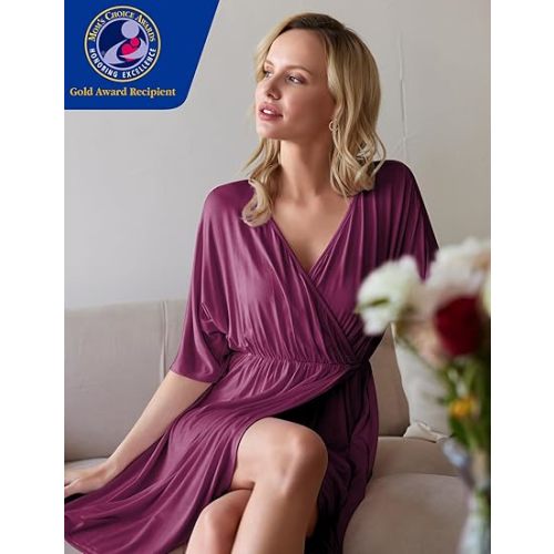 Ekouaer 3 in 1 Labor/Delivery/Hospital Gown Maternity Dress Nursing Nightgown Sleepwear