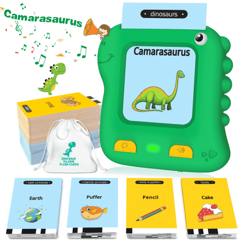 Richgv Upgraded Talking Flash Cards, Toddlers Toys for 1 2 3 4 Year Boys Girls, Autism Sensory Toys Montessori Educational Preschool Learning Toys for Kids, Dinosaur Toys 234 Sight Words