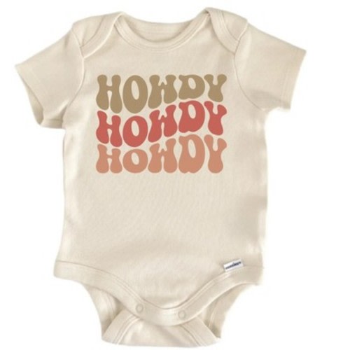 Howdy Country Western Newborn Baby Bodysuit Natural Newborn