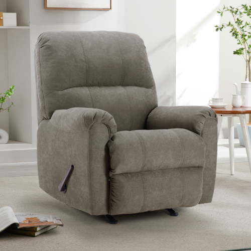 Bonzy Home Manual Rocker Recliner Chair for Adults – Soft Fabric Reclining Sofa with Overstuffed Backrest, 300 lbs Weight Capacity,Grey