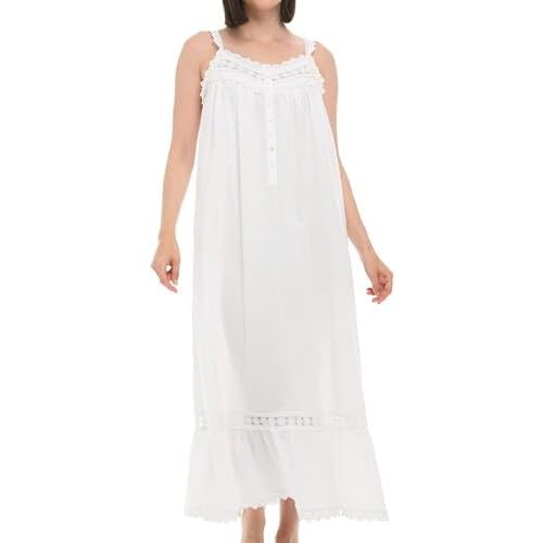 Alexander Del Rossa Victorian Nightgown, 100% Cotton Nightgowns for Women, Long Nightgowns for Women Nighty