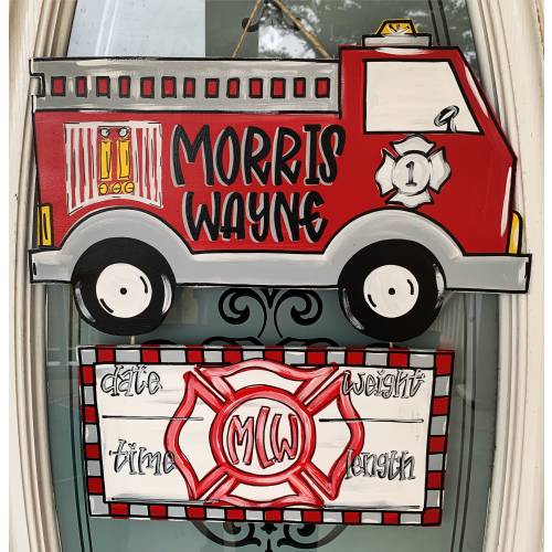 Firefighter Fire Truck Door Hanger Sign
