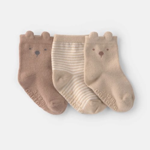 Baby 3-Pack Bear Baby Booties - Brown | Carter's