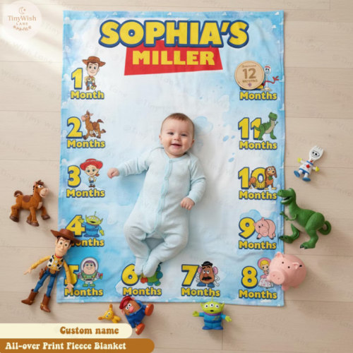 Personalized Toy Story 5 Baby Milestone Blanket