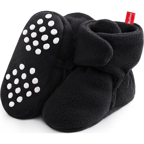 Baby Fleece Booties Newborn Unisex Booties Non-Slip Newborn Infant First Walkers Warm Shoes House Slippers for Baby Boys & Baby Girls Toddlers